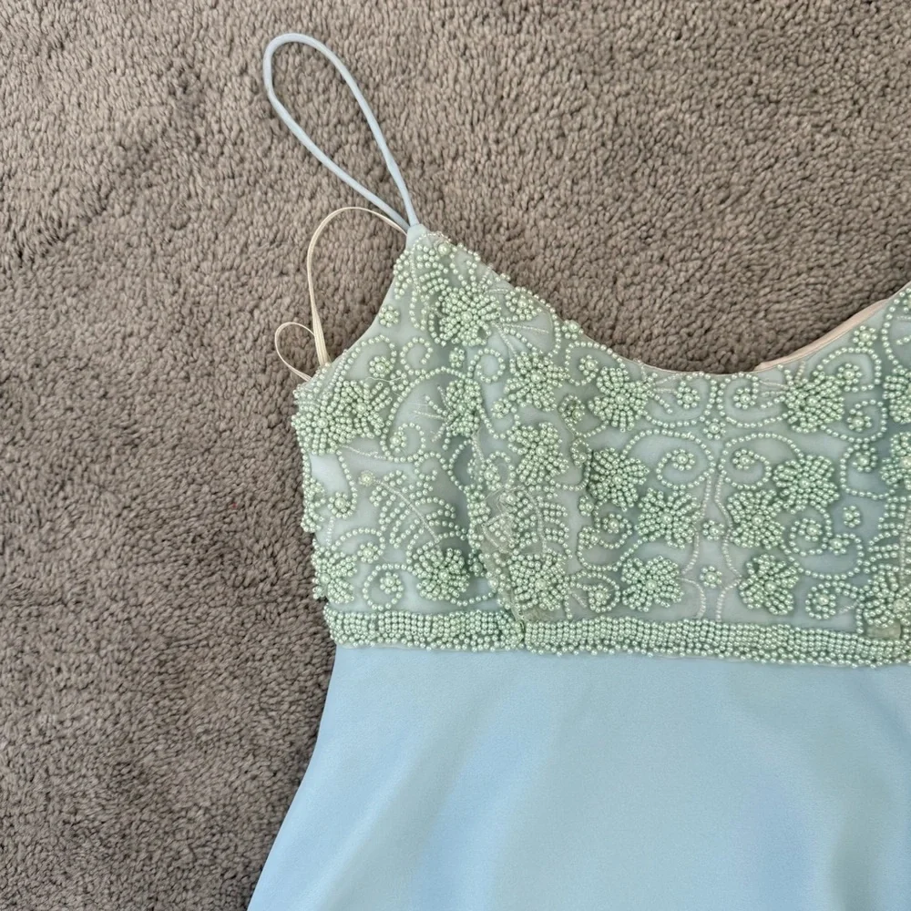 NWT VINTAGE FAVIANA PEARL EMBELLISHED BABYDOLL DRESS 90S Y2K - Picture 3 of 8